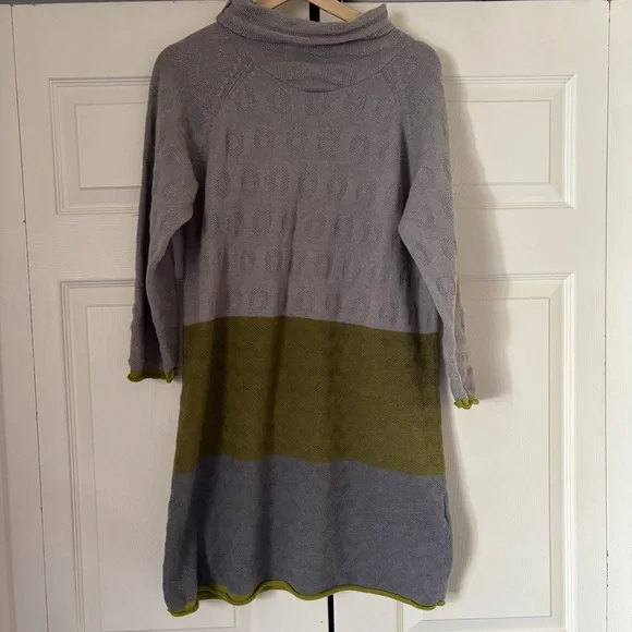 Wool cotton blend knit Mock Roll Neck Colorblock Gudrun Sjoden Dress Size Small - Picture 1 of 6